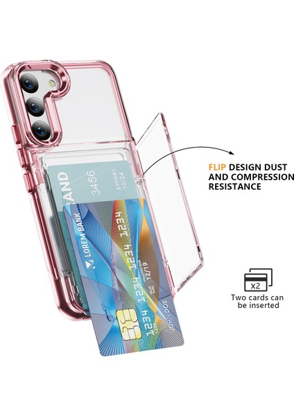 Samsung Galaxy S22+5G Kılıf Kart Tutucu Tpu+Akrilik Telefon Kapağı Kristal Şeffaf-Şeffaf Pembe (Yurt Dışından) fiyatları