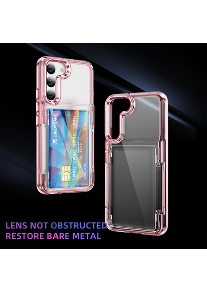 Samsung Galaxy S22+5G Kılıf Kart Tutucu Tpu+Akrilik Telefon Kapağı Kristal Şeffaf-Şeffaf Pembe (Yurt Dışından) modelleri