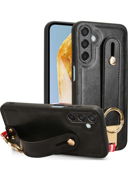 Samsung Galaxy M15 5g Kılıf Şişe Açacağı Bileklik Deri+Pc+Tpu Telefon Kapağı-Siyah (Yurt Dışından)