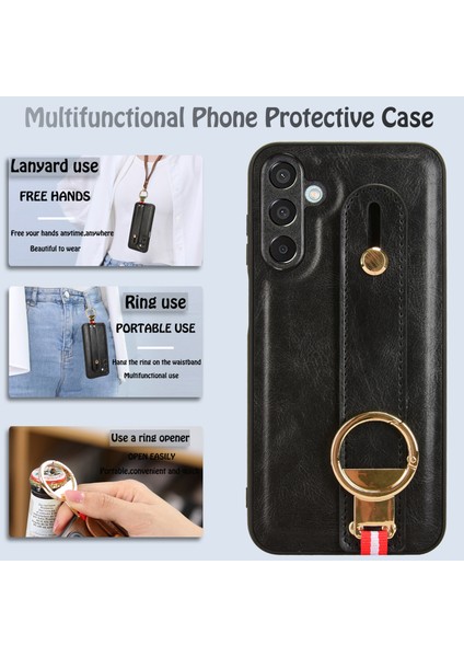 Samsung Galaxy M15 5g Kılıf Şişe Açacağı Bileklik Deri+Pc+Tpu Telefon Kapağı-Siyah (Yurt Dışından) fiyatları
