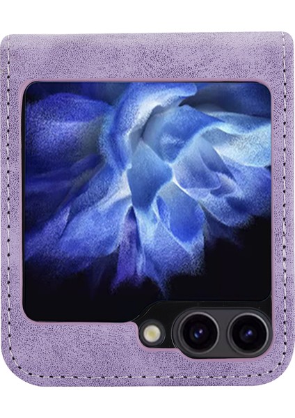 Samsung Galaxy Z Flip6 5g Kılıf Pu Deri Manyetik Kapatma Telefon Kapağı-Mor (Yurt Dışından)