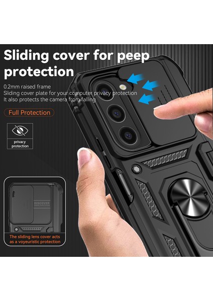 Samsung Galaxy Z Fold6 5g Kılıf Kamera Koruma Pc + Tpu Telefon Kapağı Parmak Yüzük Tutucu Kickstand-Siyah (Yurt Dışından)