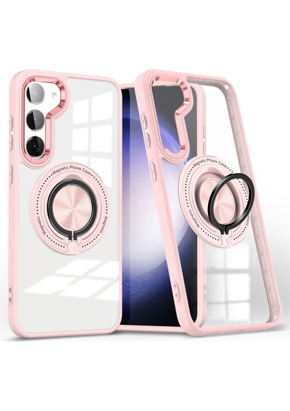 Seashell Digital Samsung Galaxy S23 Kılıf Pc+Tpu 2'si 1 Arada Manyetik Kickstand Telefon Kapağı-Pembe (Yurt Dışından)