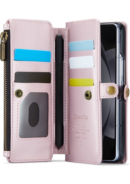 Caseme Samsung Galaxy Z Fold6 5g 5 Kart Yuvalı/omuz Askılı Deri Kılıf-Gül Altın (Yurt Dışından)