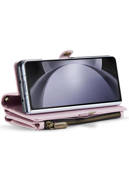 Caseme Samsung Galaxy Z Fold6 5g 5 Kart Yuvalı/omuz Askılı Deri Kılıf-Gül Altın (Yurt Dışından)
