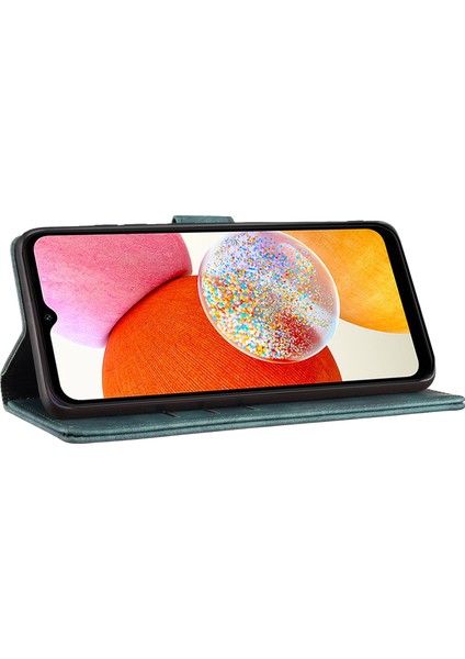 Samsung Galaxy A14 5g/4g Kılıf Kedi Kalp Desenli Pu Deri Flip Telefon Kapağı-Yeşil (Yurt Dışından) indirimleri