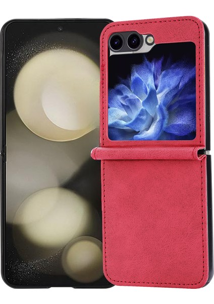 Samsung Galaxy Z Flip6 5g Kılıf Pu Deri Manyetik Kapatma Telefon Kapağı-Kırmızı (Yurt Dışından) fiyatları