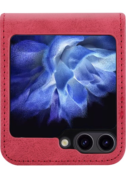 Samsung Galaxy Z Flip6 5g Kılıf Pu Deri Manyetik Kapatma Telefon Kapağı-Kırmızı (Yurt Dışından) modelleri