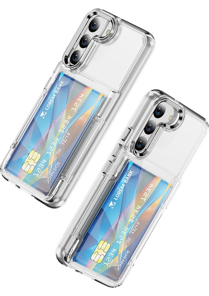 Samsung Galaxy S22+5G Kılıf Kart Tutucu Tpu+Akrilik Telefon Kapağı Kristal Şeffaf-Şeffaf (Yurt Dışından)