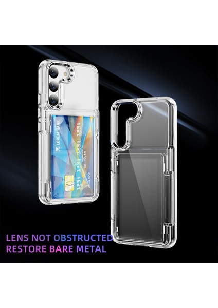 Samsung Galaxy S22+5G Kılıf Kart Tutucu Tpu+Akrilik Telefon Kapağı Kristal Şeffaf-Şeffaf (Yurt Dışından)