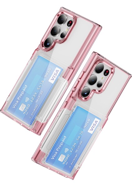 Samsung Galaxy S24 Ultra Kılıf Çizilmez Tpu+Akrilik Telefon Kapak Kart Sahibinin-Şeffaf Pembe (Yurt Dışından)