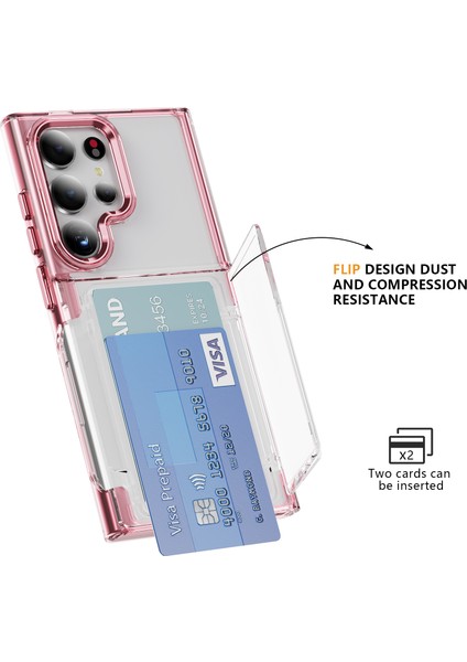 Samsung Galaxy S24 Ultra Kılıf Çizilmez Tpu+Akrilik Telefon Kapak Kart Sahibinin-Şeffaf Pembe (Yurt Dışından) fiyatları
