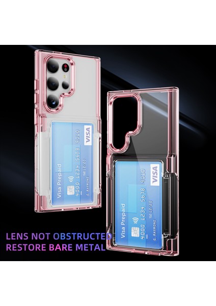 Samsung Galaxy S24 Ultra Kılıf Çizilmez Tpu+Akrilik Telefon Kapak Kart Sahibinin-Şeffaf Pembe (Yurt Dışından) modelleri