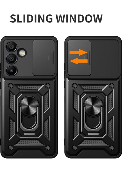 Samsung Galaxy S24 Fe Kılıf Pc+Tpu Kaydırmalı Kamera Kapaklı Kickstand Telefon Kılıfı-Yeşil (Yurt Dışından)