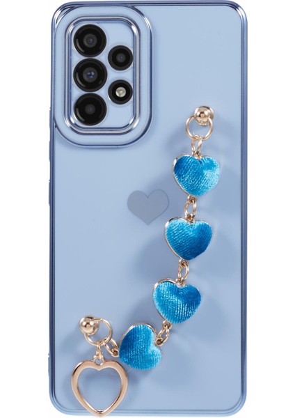 Samsung Galaxy A52 4g/5g Tpu Kılıf Kalp Zincir Askılı, Elektro Kaplama Telefon Kapağı-Mavi (Yurt Dışından)