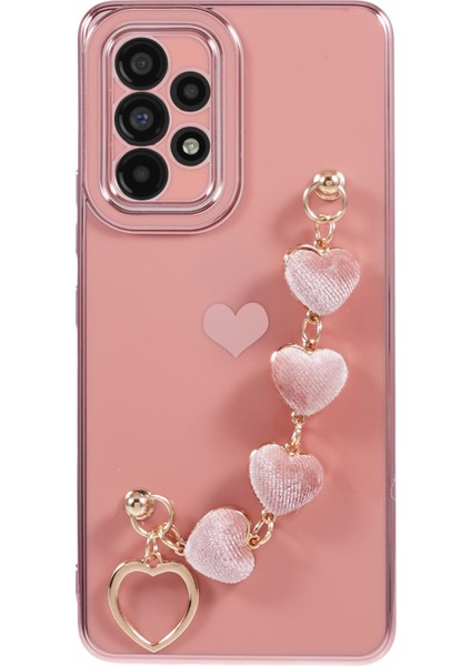 Samsung Galaxy A52 4g/5g Tpu Kılıf Kalp Zincir Askılı,galvanik Telefon Kapağı-Pembe (Yurt Dışından)