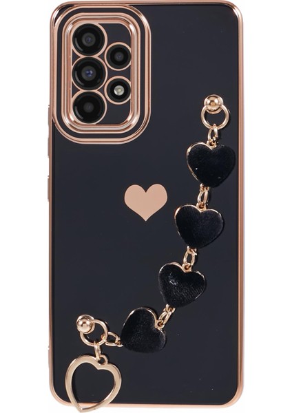 Samsung Galaxy A52 4g/5g Tpu Kılıf Kalp Zincir Askılı,galvanik Telefon Kapağı-Siyah (Yurt Dışından)
