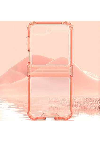 Samsung Galaxy Z Flip6 5g Hava Yastığı Yastık Menteşe Telefon Kılıfları Tpu + Pc Katlanır Telefon Kapağı-Şeffaf Turuncu (Yurt Dışından) fiyatları