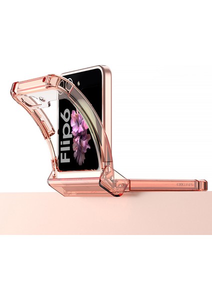 Samsung Galaxy Z Flip6 5g Hava Yastığı Yastık Menteşe Telefon Kılıfları Tpu + Pc Katlanır Telefon Kapağı-Şeffaf Turuncu (Yurt Dışından) modelleri