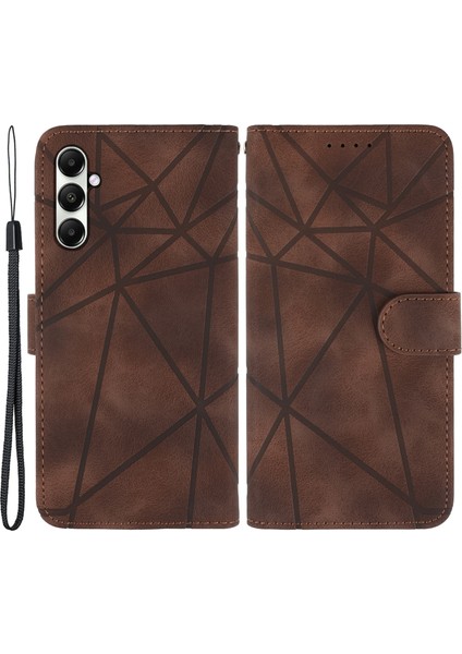 Samsung Galaxy A35 5g Kılıf Deri Skin-Touch Telefon Kapak Hattı Desenli Cüzdan Kart Yuvaları-Kahverengi (Yurt Dışından)