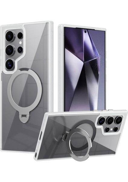 Samsung Galaxy S24 Ultra Kılıf Tpu+Magsafe-Beyaz ile Uyumlu Akrilik Şeffaf Telefon Kapağı (Yurt Dışından)