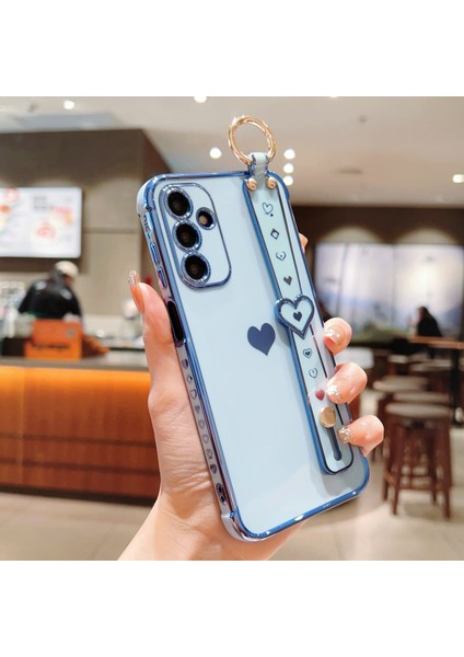 Samsung Galaxy A15 4g/5g Kılıf Için Aşk Kalp Desenli Tpu Telefon Kapak Bileklik Kickstand Tutucu-Mavi (Yurt Dışından) modelleri