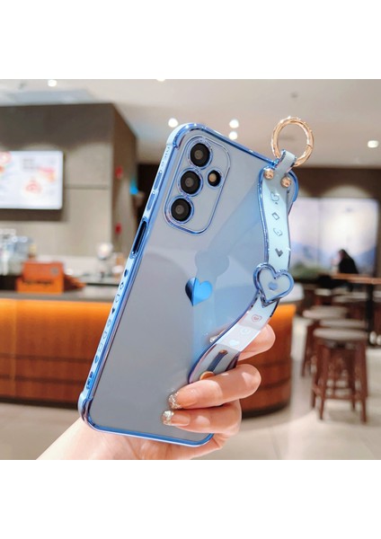 Samsung Galaxy A15 4g/5g Kılıf Için Aşk Kalp Desenli Tpu Telefon Kapak Bileklik Kickstand Tutucu-Mavi (Yurt Dışından) fırsatları