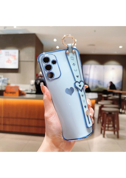 Samsung Galaxy A15 4g/5g Kılıf Için Aşk Kalp Desenli Tpu Telefon Kapak Bileklik Kickstand Tutucu-Mavi (Yurt Dışından) indirimleri