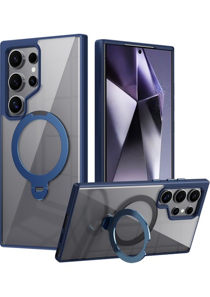 Samsung Galaxy S24 Ultra Kılıf Tpu+Magsafe-Mavi ile Uyumlu Akrilik Şeffaf Telefon Kapağı (Yurt Dışından)
