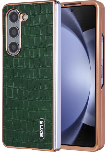 Azns Samsung Galaxy Z Fold6 5g Kılıf Timsah Dokulu Pu Deri+Pc Telefon Kapağı-Yeşil (Yurt Dışından)