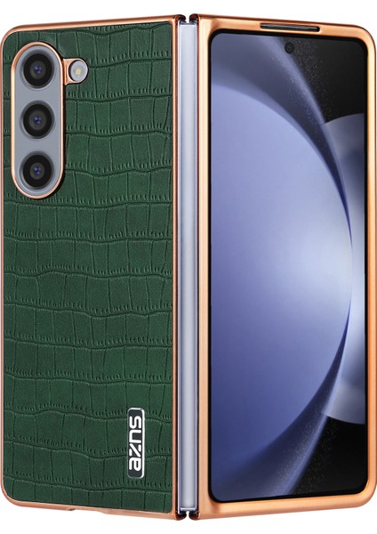 Azns Samsung Galaxy Z Fold6 5g Kılıf Timsah Dokulu Pu Deri+Pc Telefon Kapağı-Yeşil (Yurt Dışından)
