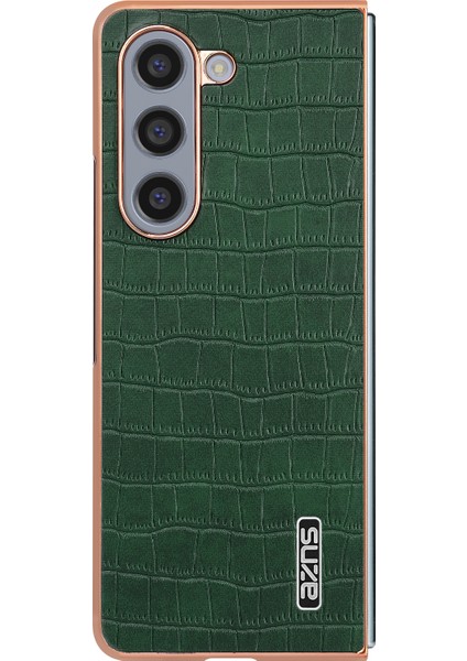 Azns Samsung Galaxy Z Fold6 5g Kılıf Timsah Dokulu Pu Deri+Pc Telefon Kapağı-Yeşil (Yurt Dışından)