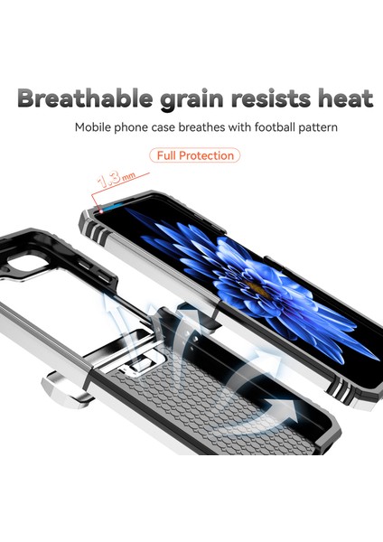 Samsung Galaxy Z Flip6 5g Kılıf Lens Koruma Pc Tpu Telefon Kapağı Anti-Drop Halka Tutucu-Gümüş (Yurt Dışından)