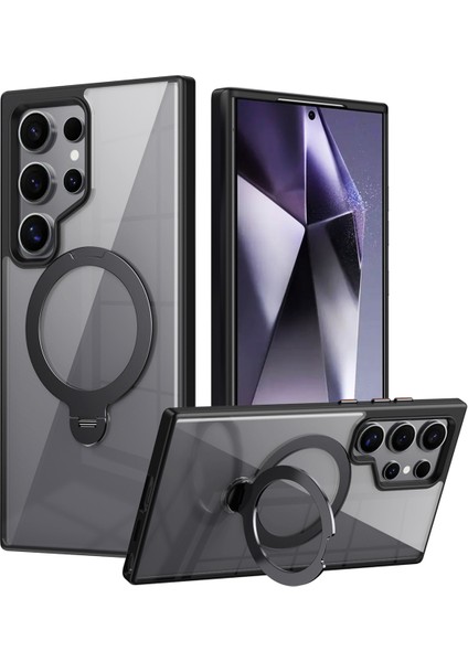 Samsung Galaxy S24 Ultra Kılıf Tpu+Magsafe-Siyah ile Uyumlu Akrilik Şeffaf Telefon Kapağı (Yurt Dışından)