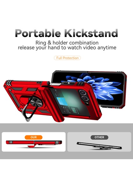 Samsung Galaxy Z Flip6 5g Kılıf Lens Koruma Pc Tpu Telefon Kapağı Düşmeyi Önleyici Halka Tutucu-Kırmızı (Yurt Dışından) fiyatları