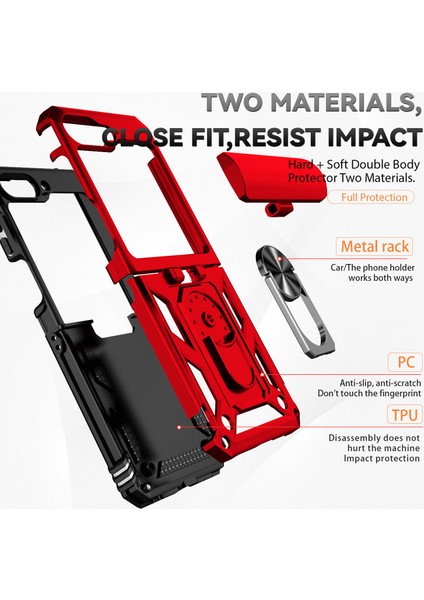 Samsung Galaxy Z Flip6 5g Kılıf Lens Koruma Pc Tpu Telefon Kapağı Düşmeyi Önleyici Halka Tutucu-Kırmızı (Yurt Dışından) fırsatları