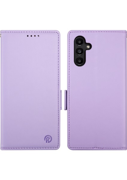 Samsung Galaxy A14 5G/A14 4g Standlı Kılıf Çizilmez Deri Telefon Kapağı-Mor (Yurt Dışından)