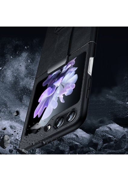 Sulada Moda Serisi Samsung Galaxy Z Flip6 5g Kılıf Bileklik Kickstand Deri + Pc Telefon Kapağı-Siyah (Yurt Dışından)