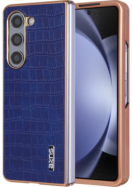 Azns Samsung Galaxy Z Fold6 5g Kılıf Timsah Dokulu Pu Deri+Pc Telefon Kapağı-Mavi (Yurt Dışından)