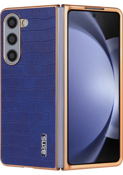 Azns Samsung Galaxy Z Fold6 5g Kılıf Timsah Dokulu Pu Deri+Pc Telefon Kapağı-Mavi (Yurt Dışından)