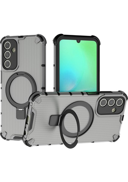 Samsung Galaxy A15 4G/A15 5g Kılıf Manyetik Kickstand Şerit Tasarım Pc+Tpu Telefon Kapağı-Gri (Yurt Dışından)