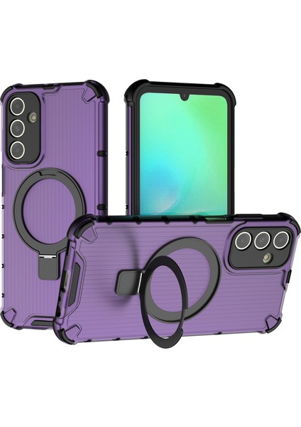 Samsung Galaxy A15 4G/A15 5g Kılıf Manyetik Kickstand Şerit Tasarım Pc+Tpu Telefon Kapağı-Mor (Yurt Dışından)