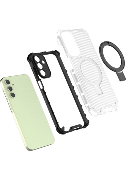 Samsung Galaxy A15 4G/A15 5g Kılıf Manyetik Kickstand Şerit Tasarım Pc+Tpu Telefon Kapağı-Mor (Yurt Dışından) fırsatları