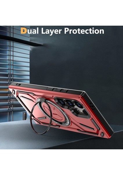 Samsung Galaxy S24 Ultra Kickstand Kılıf Tpu+Pc Telefon Kılıfı Magsafe-Siyah ile Uyumlu (Yurt Dışından) fiyatları