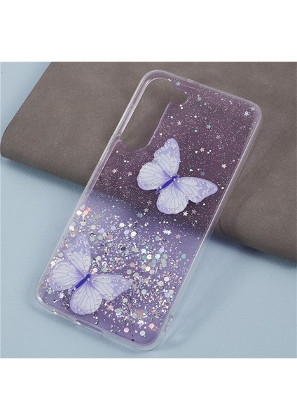 Wanlonfeng Samsung Galaxy S23 Kılıf Ekran Koruyucu Tpu Telefon Kapak 3D Glitter Payetler-Mor (Yurt Dışından)