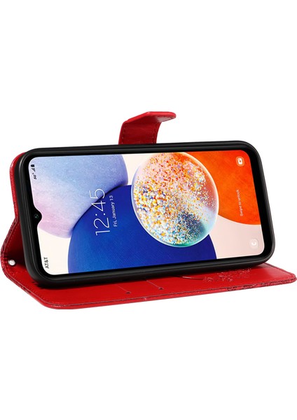Samsung Galaxy A24 4g (162.1 x 77.6 x 8.3mm) Kılıf Deri Telefon Kılıfı-Kırmızı (Yurt Dışından)