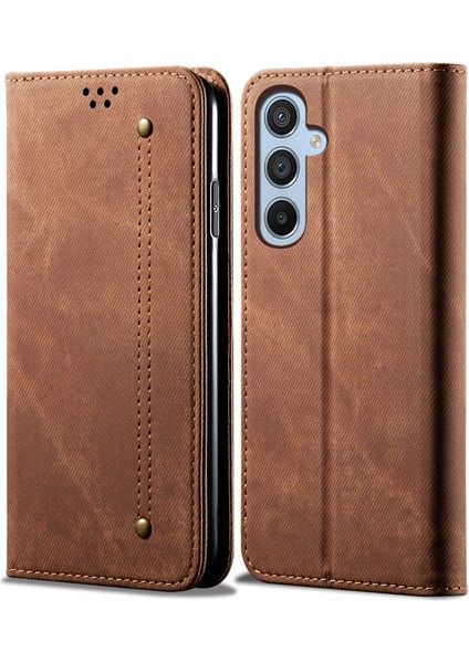 Samsung Galaxy M55 5g Deri Kılıf Standı Kapak Mobil Aksesuarları Tedarikçisi-Kahve (Yurt Dışından)