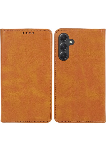 Samsung Galaxy M15 5g Cep Telefonu Kılıfları Için Buzağı Dokulu Deri Manyetik Otomatik Kapanan Kapak-Haki (Yurt Dışından)