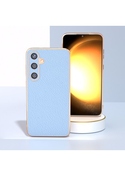 Samsung Galaxy S24 Elektro Kaplama Kılıfları Hakiki Inek Derisi+Tpu+Pc Telefon Kapağı-Mavi (Yurt Dışından) indirimleri