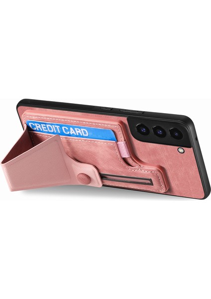 Samsung Galaxy S22 + 5g Kart Yuvası Kılıfı Retro Pu + Tpu Telefon Kabuğu ile Kickstand-Pembe (Yurt Dışından) modelleri
